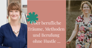 „Zwei Frauen – Anna-Lena Bendler und Coachin Susanne Buckler – stehen für ein Gespräch über berufliche Träume, Klarheit und Berufung ohne Hustle. Links Anna in blauem Shirt, rechts Susanne im Blumenprint, dazwischen eine Headline zum Thema.“